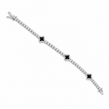 Silver Black Clover Bracelet