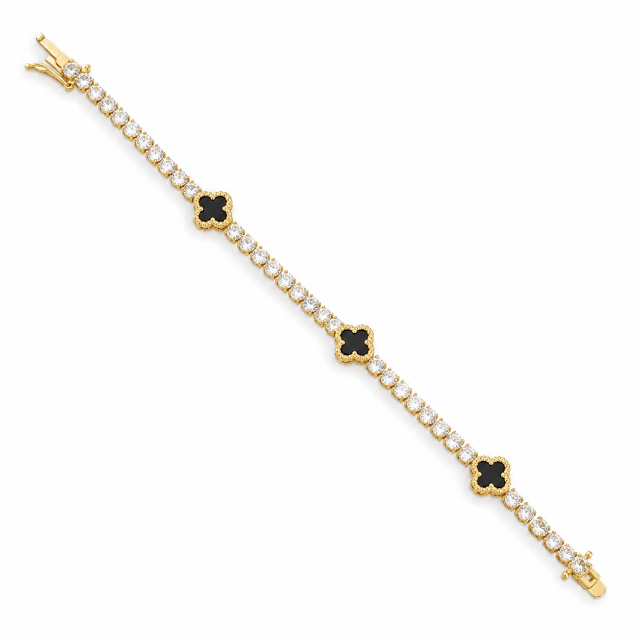 Black Flower Tennis Bracelet